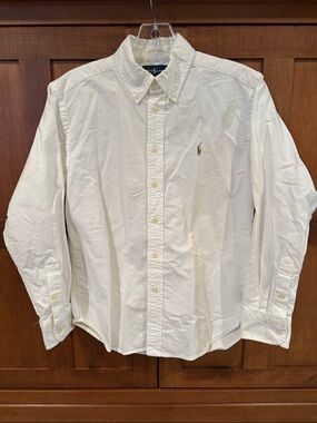 Polo by Ralph Lauren White Button-Down Oxford Shirt (Size 10)